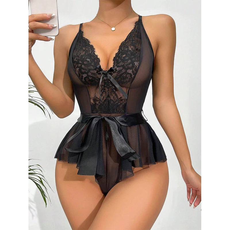 Babydolls Deep V tight mesh see through thin design that can be torn off sexy-underwear-woman women's ethical costumes - Seprincess