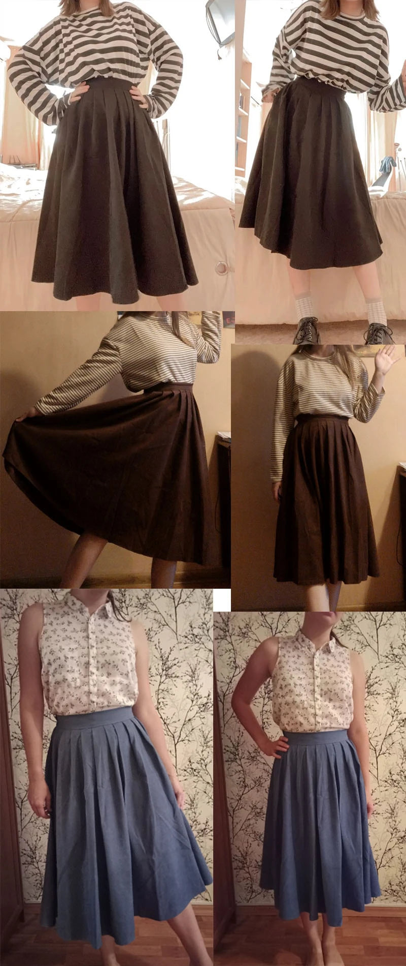 Lucyever Vintage Brown High Waist Pleated Skirt Women Korean Fashion College Style Long Skirt Ladies Autumn Casual A line Skirts - Seprincess