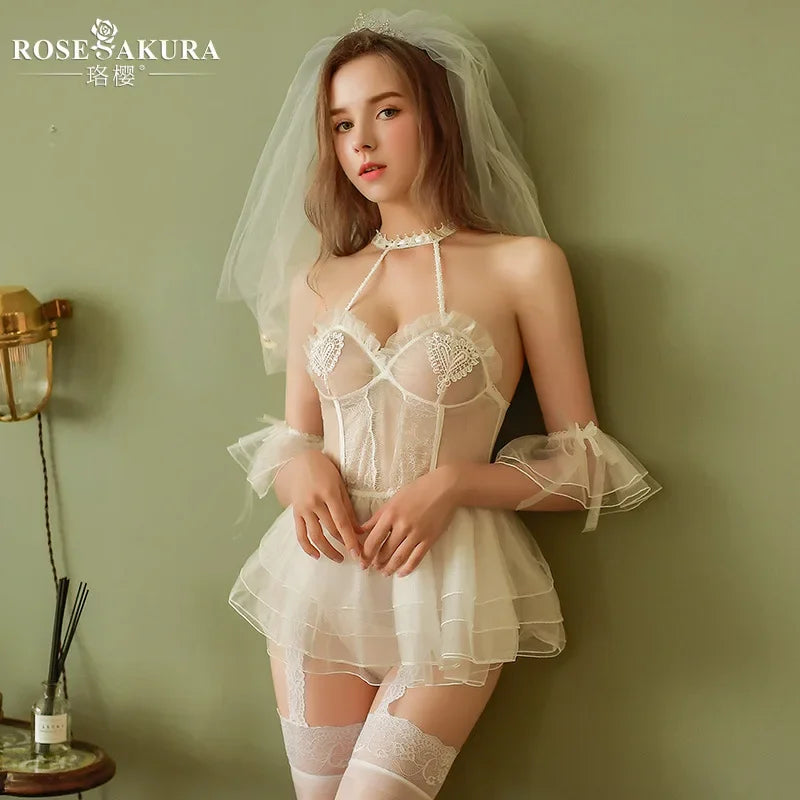 Sexy Lingerie Women Night Dress Gauze Temptation Bride Honeymoon Nightgown Embroidery Ultra Short Sleepwear Nightgowns Women - Seprincess