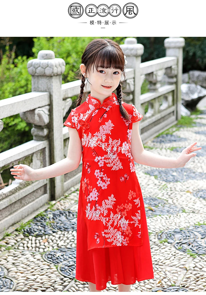 1pcs/lot chinese style children Girl Traditional Cheongsam Hanfu Dress Kids Princess Costume - Seprincess