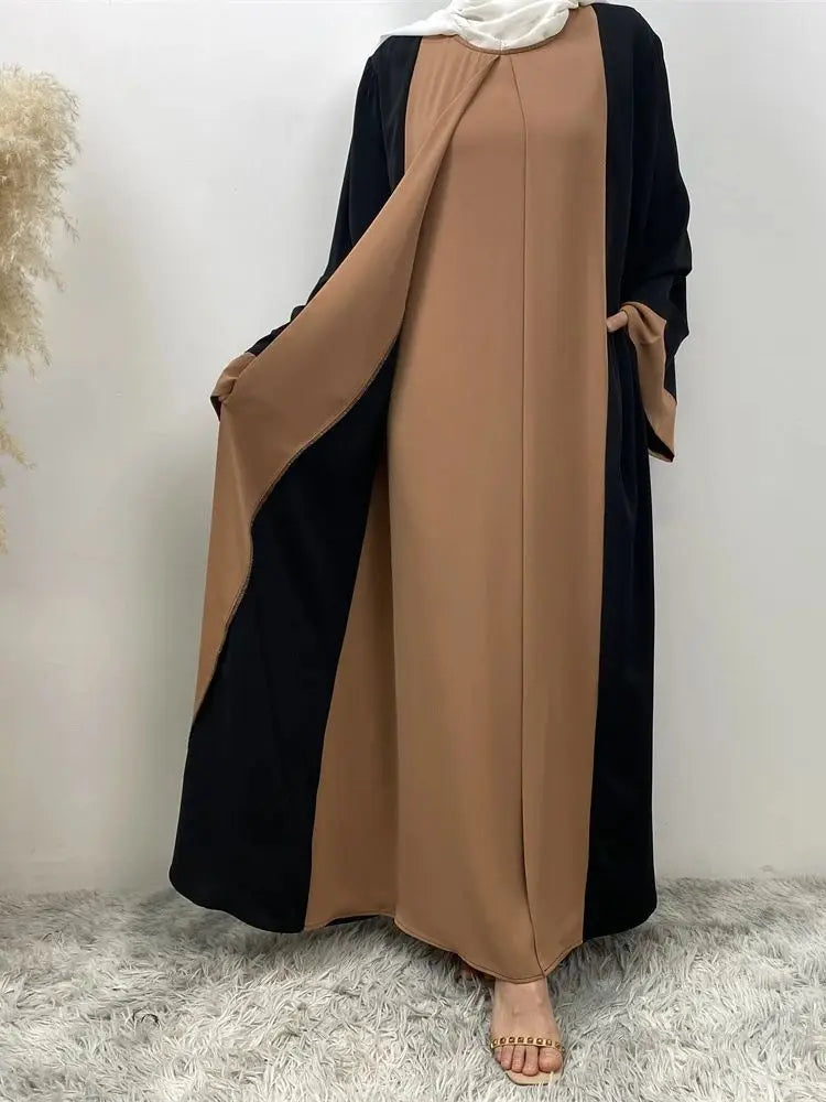 Ramadan Eid Muslim Abaya Dubai Luxury Splicing Fake Two Pieces Abayas For Women Kaftan Modest Dress Islam Caftan Marocain Femme - Seprincess