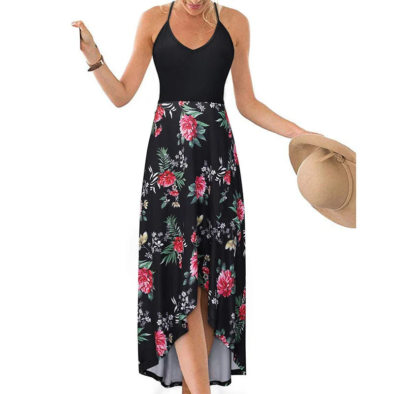 Casual Printed Summer Long Dresses For Women 2023 Elegant Pretty Slim Women's Sexy Backless Dresses Vintage Female Clothing - Seprincess