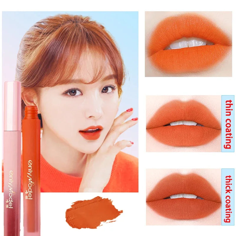 Velvet Orange Lipstick Brighten Skin Matte Lipsticks Waterproof Long Lasting Lip Stick Lip Tint Women Korean Cosmetic Lip Glaze - Seprincess