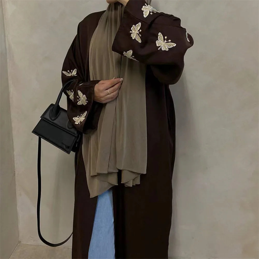 Embroidery Butterfly Open Abaya Ramadan Dubai Saudi Luxury Abayas Islamic Woman Clothing Dress Kimono for Muslim Women Dresses - Seprincess