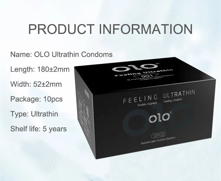 OLO Ultra Thin Condom 0.01 Feeling Penis Sleeve Hyaluronic Acids Rubber Latex Ejaculation Delay Dotted Condoms Intimate Sex Toy - Seprincess