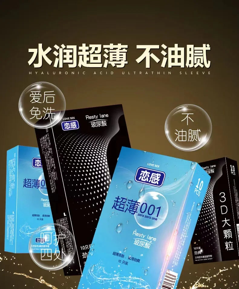 Ultra Thin Condoms Long-lasting For Men Sex Ejaculation Delay Latex Condom Hyaluronic Acid 0.01 Penis Sleeve For Adults Sex Love - Seprincess