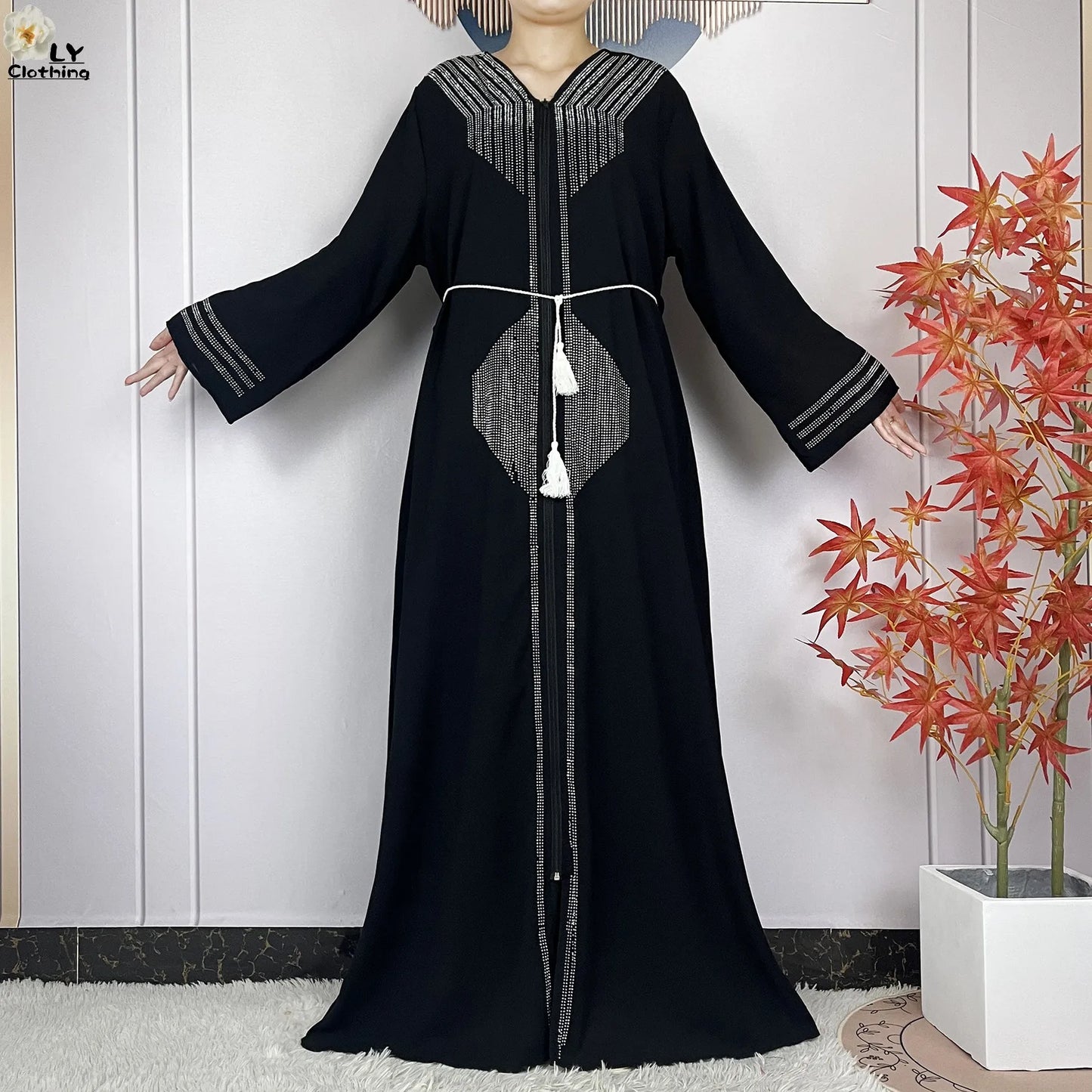 2024 For Women Elegant Dresses Dubai Party Outfits Long Sleeved Chiffon Dashiki Muslim Women Robe Open African Abaya Clothing