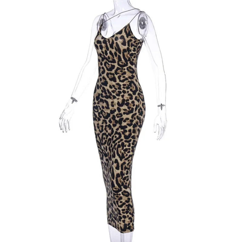 Sexy Women's Leopard Snake Print Dress Fashion Ladies Long Maxi Dress Party Bodycon Occasion Dresses Evening Sundress - Seprincess