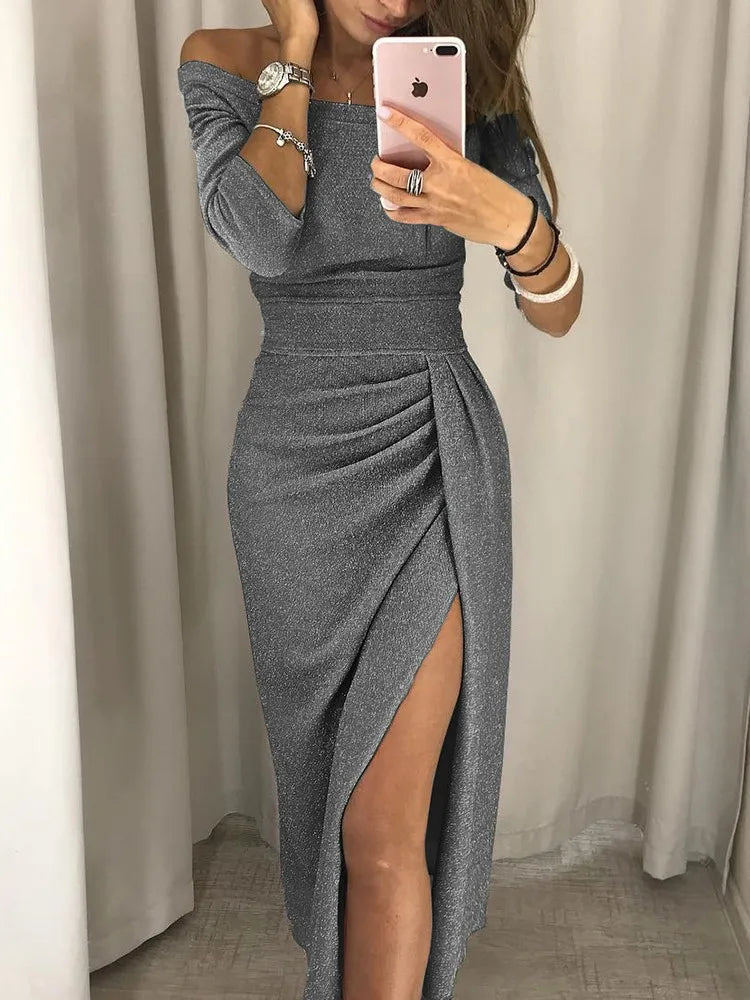 Spring Summer Women Clothes 2022 Elegant Long Dress Sexy Club Dress Evening Party Women Dresses Off Shoulder High Waist Vestido - Seprincess