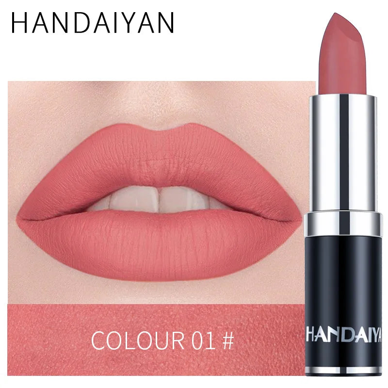 Handaiyan Sexy Nude Red Brown Purple Lipgloss Matte Lip Gloss Velvety Lipstick Matte Waterproof Makeup Long Lasting Cosmetic - Seprincess