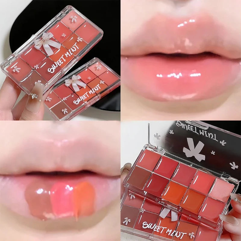 Real 10-Color Lip Palette Lip Gloss and Lipstick Glossy Moisturizing Pigmented Multifunctional Original Cosmetics - Seprincess