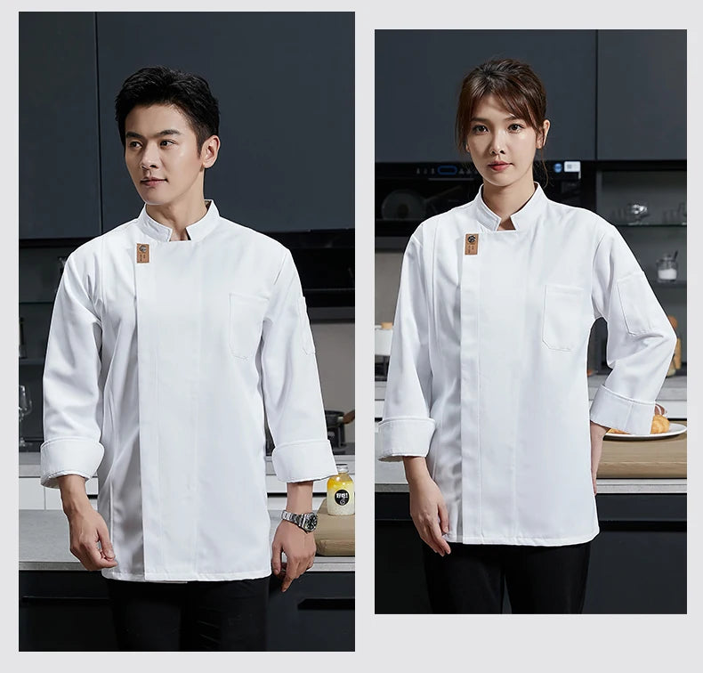 Black chef uniform Restaurant long Sleeve Cooking Coat Chef T-shirt Baker Work Uniform Hotel Kitchen Clothes Waiter Overalls - Seprincess