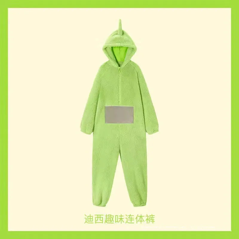 Adult Kids Teletubbies Costumes Soft Long Sleeves Piece Pajamas Costume With Children Home Clothes Cosplay Unisex Party Jumpsuit - Seprincess