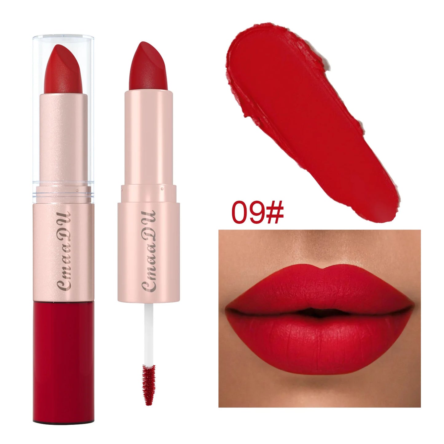 Double Ended Matte Lipstick Waterproof Nude Matte Velvet Glossy Lip Gloss Lip Balm Sexy Red Lip Tint Women Fashion Makeup Gift - Seprincess