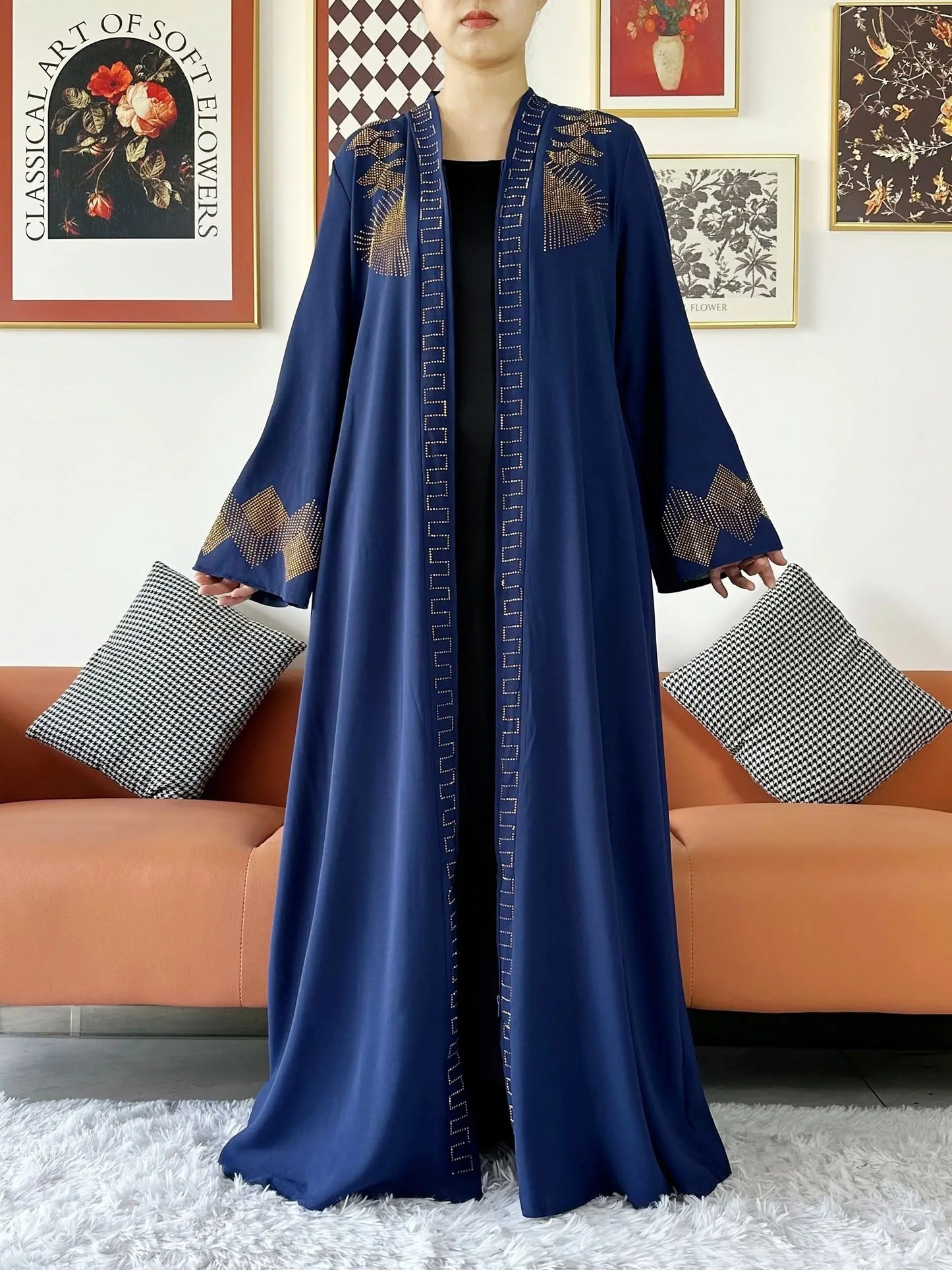 New Women Elegant Dress Chiffon Open Abaya with Zipper Muslim Women Dress Islamic Clothing Cardigan Abaya Women Muslim Dress