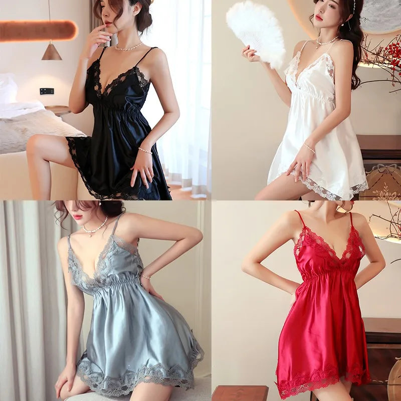 Sexy lingerie new 2024 Babydolls Strap lace silk nightgown Passion Bed Training sexy womans costume women's ethical costumes xxx - Seprincess