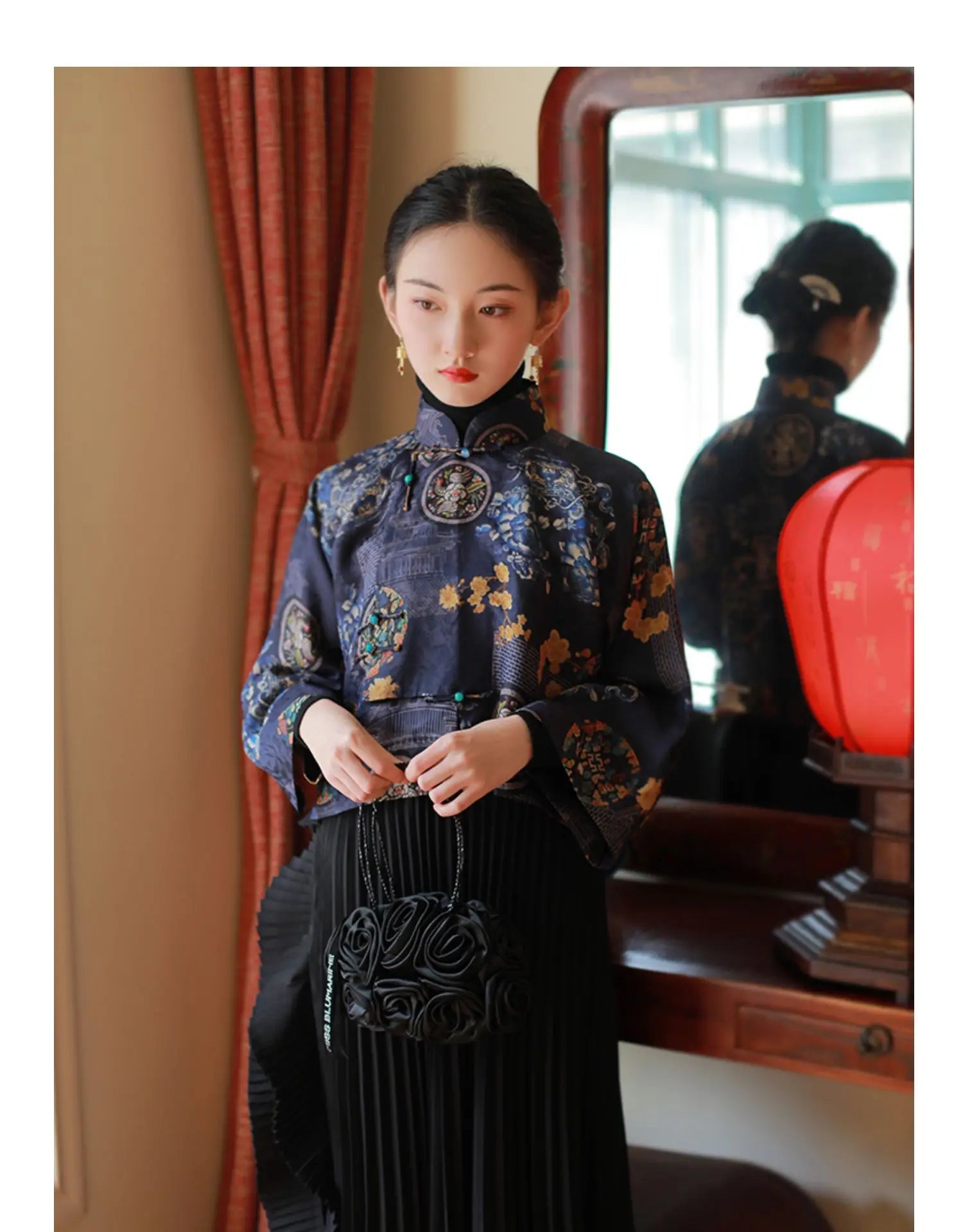 2023 Autumn New Chinese Style Traditional Hanfu Top Print Cheongsam Oriental Blouse Elegant Festival Party Dress Qipao Top Pd - Seprincess