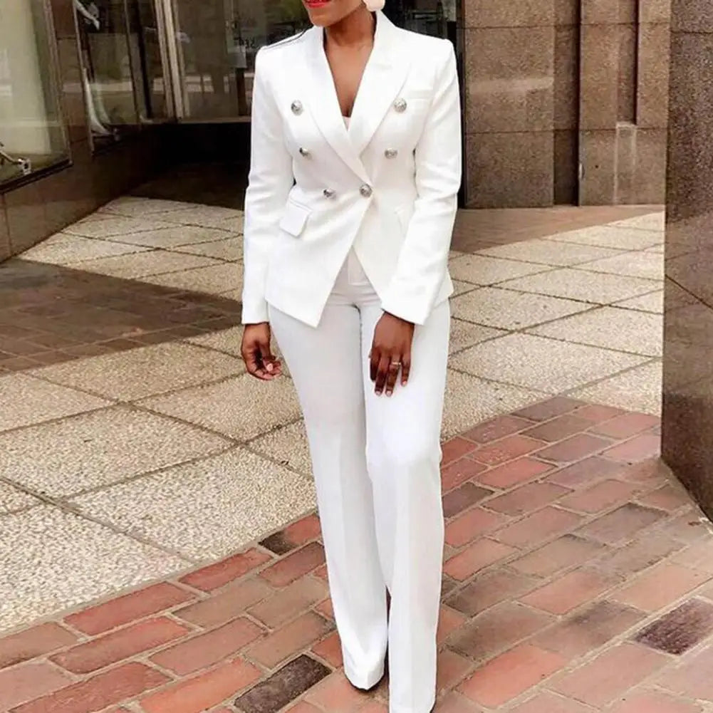 2022 Women's Elegant Casual Fashion 2 Piece Set Blazer + Pants Ladies Business Suits Office Wear Female Trouser Pant Suit - Seprincess