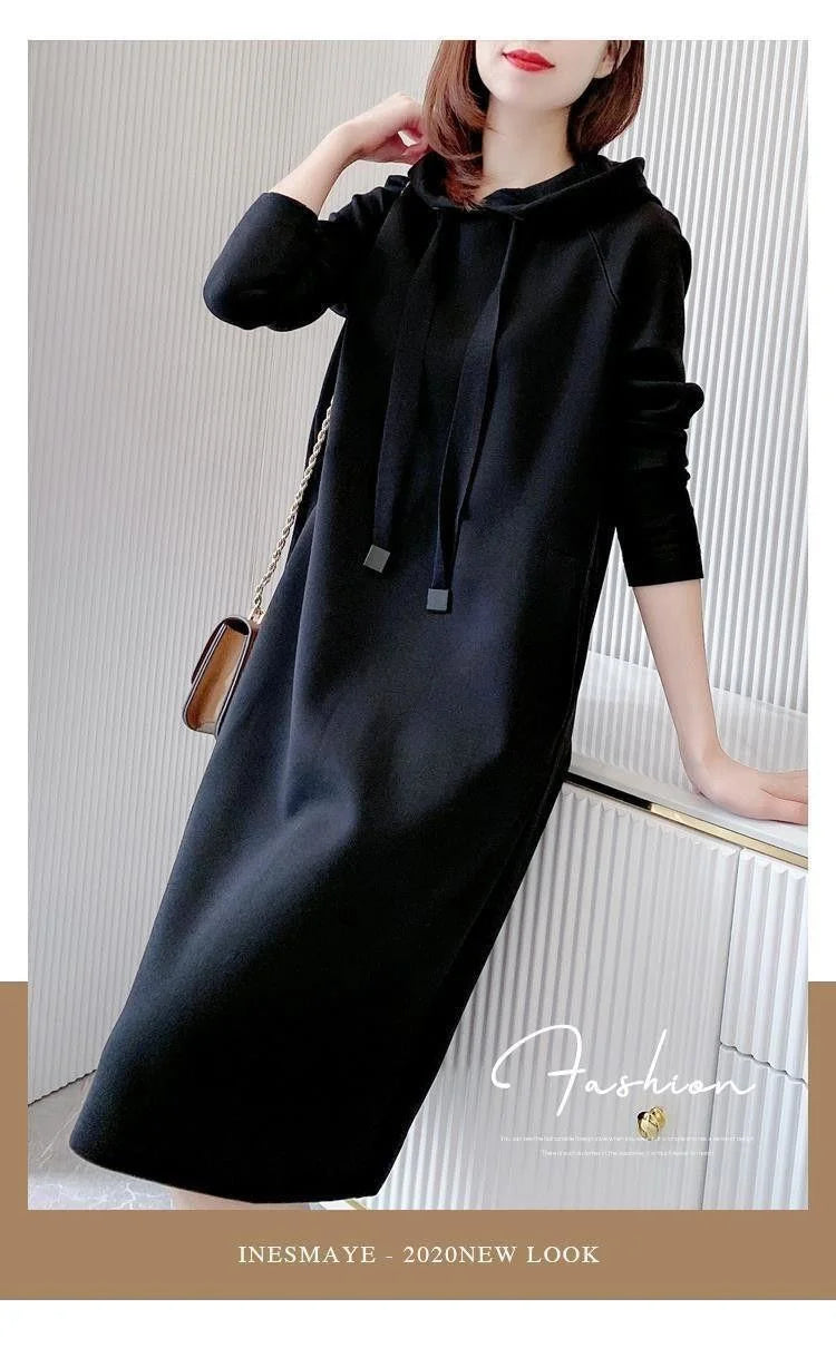 Women's Loose Casual Long Sleeve Hooded Dress Elegant Winter Party Warm Dresses For Women - Seprincess