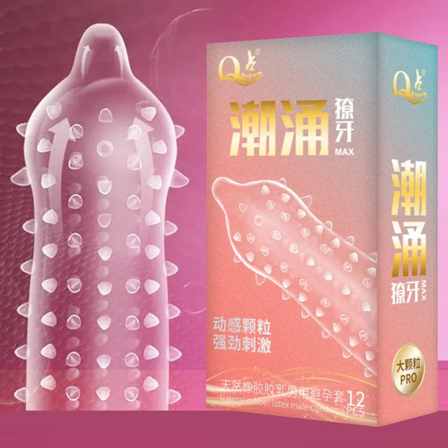 Sexual Condoms 12PCS Cock Sex Toys Adult Particles Penis Sleeves Latex Glans Erotic Products Passionate Condoms Sex Supplies - Seprincess