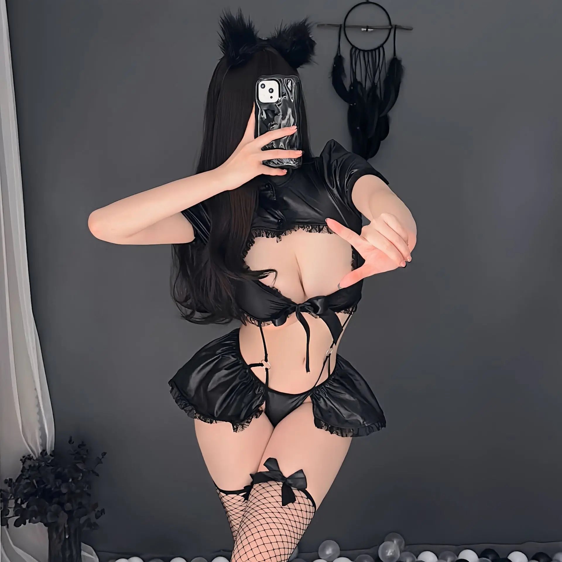 Erotic lingerie Deep V-exposed leather ultra short perspective uniform temptation Cosplay sexy costume woman sexy. items xxx - Seprincess