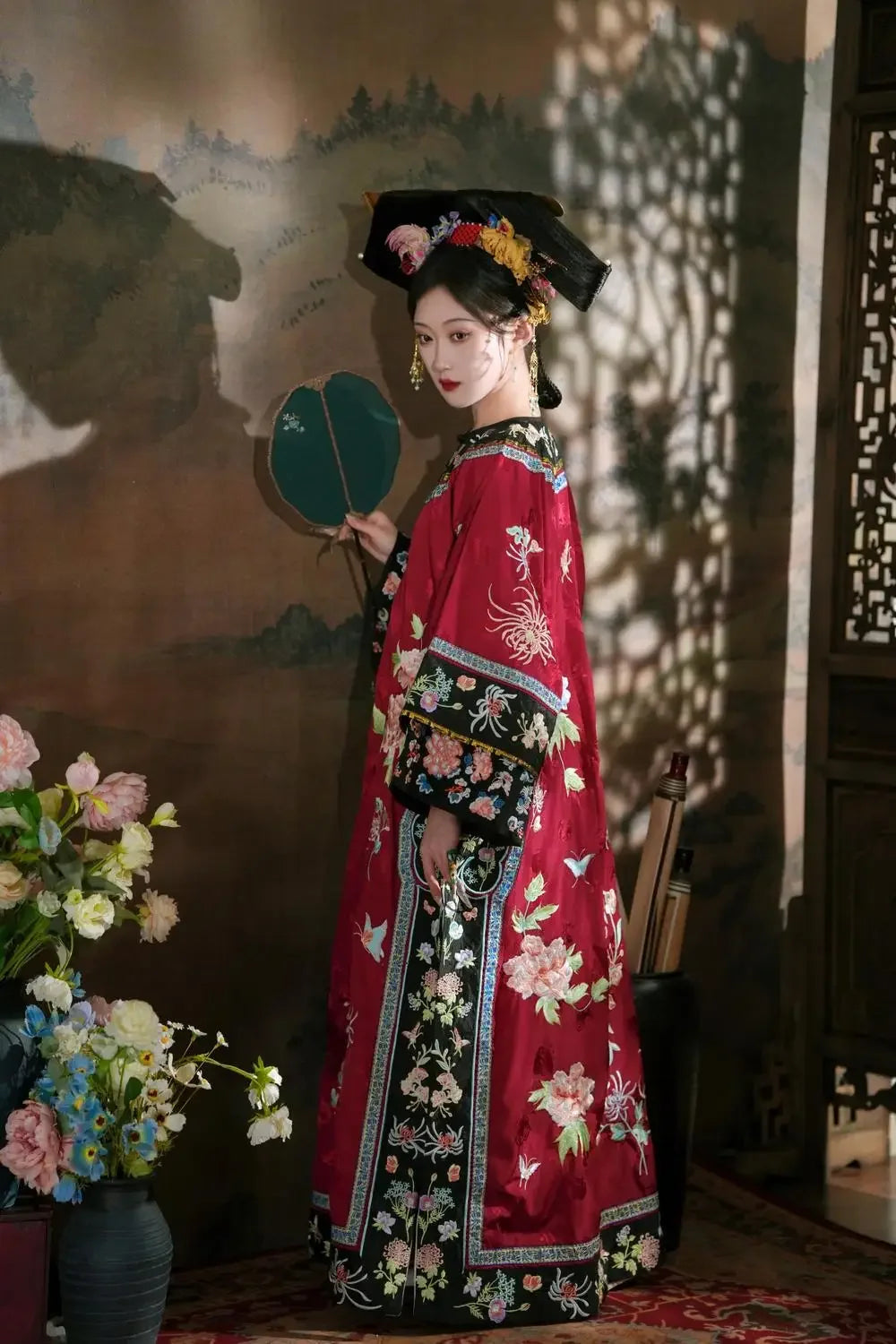 4 Colors Autumn Late Qing Dynasty Clothing Qipao Chinese Traditional Dress for Women Hanfu Exquisite Embroidered Long Cheongsam - Seprincess