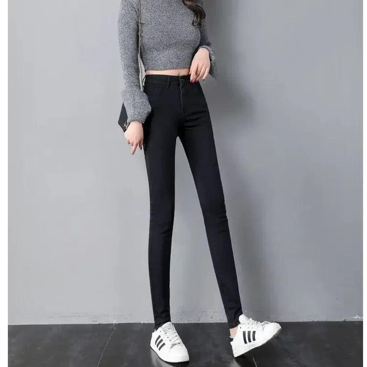 Woman Jeans Pants Black High Waist Autumn Stretch Skinny Tappered Pants Long Pants Pantalones Vaqueros Mujer