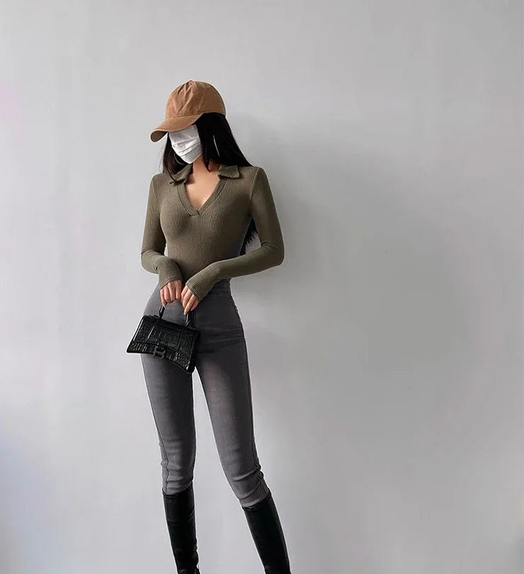 Slim Fit Pants for Women with Pockets High Waist Shot Trousers Skinny Gray Womens Jeans New in 2000s Y2k R Vintage Shiny on Sale