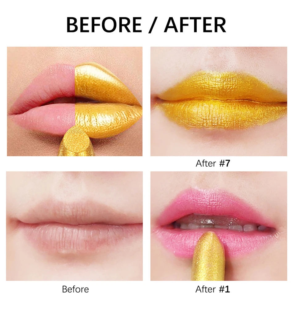 New Glitter Lipstick Moisturizing Gold Lipstick Long Lasting Lipstick Shiny Lip Gloss Velvet Matte Lipstick Glitter Lip Kit - Seprincess