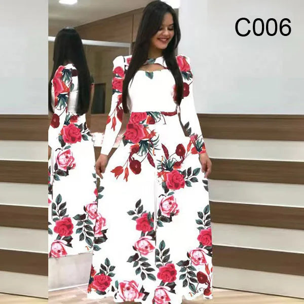 Spring /Autumn Fashion Flower Long Sleeved O-Neck Hollow Slim Fit Dress Women Elegant Long Vestido Maxi Clothes Robe Sexy Femme - Seprincess