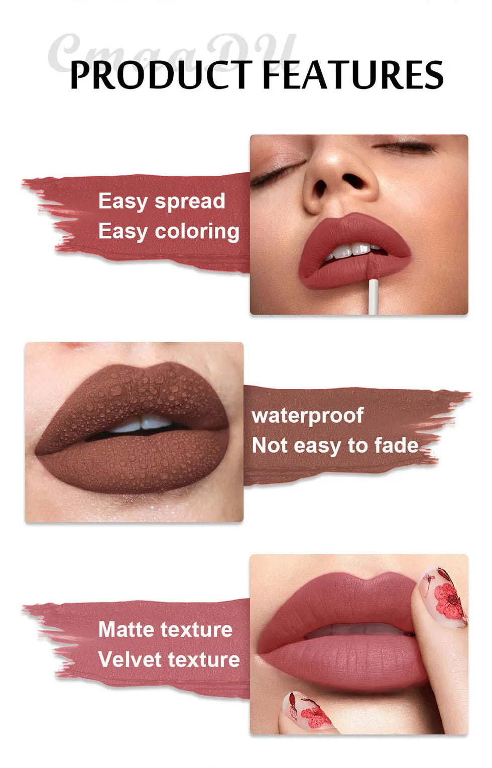 CmaaDu Velvet Matte Liquid Lipstick Waterproof Long Lasting Nonstick Cup Mate Nude Red Lip Stick Lint Tube Makeup Cosmetics Lips - Seprincess