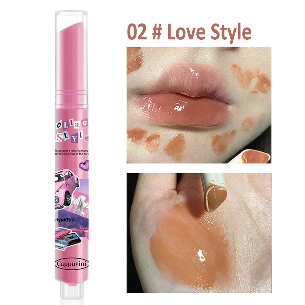 Transparent Lip Glaze Flower Honey Jelly Lipstick Pen Waterproof Non-stick Cup Heart-shaped Lip Gloss Korea Women Lips Makeup - Seprincess