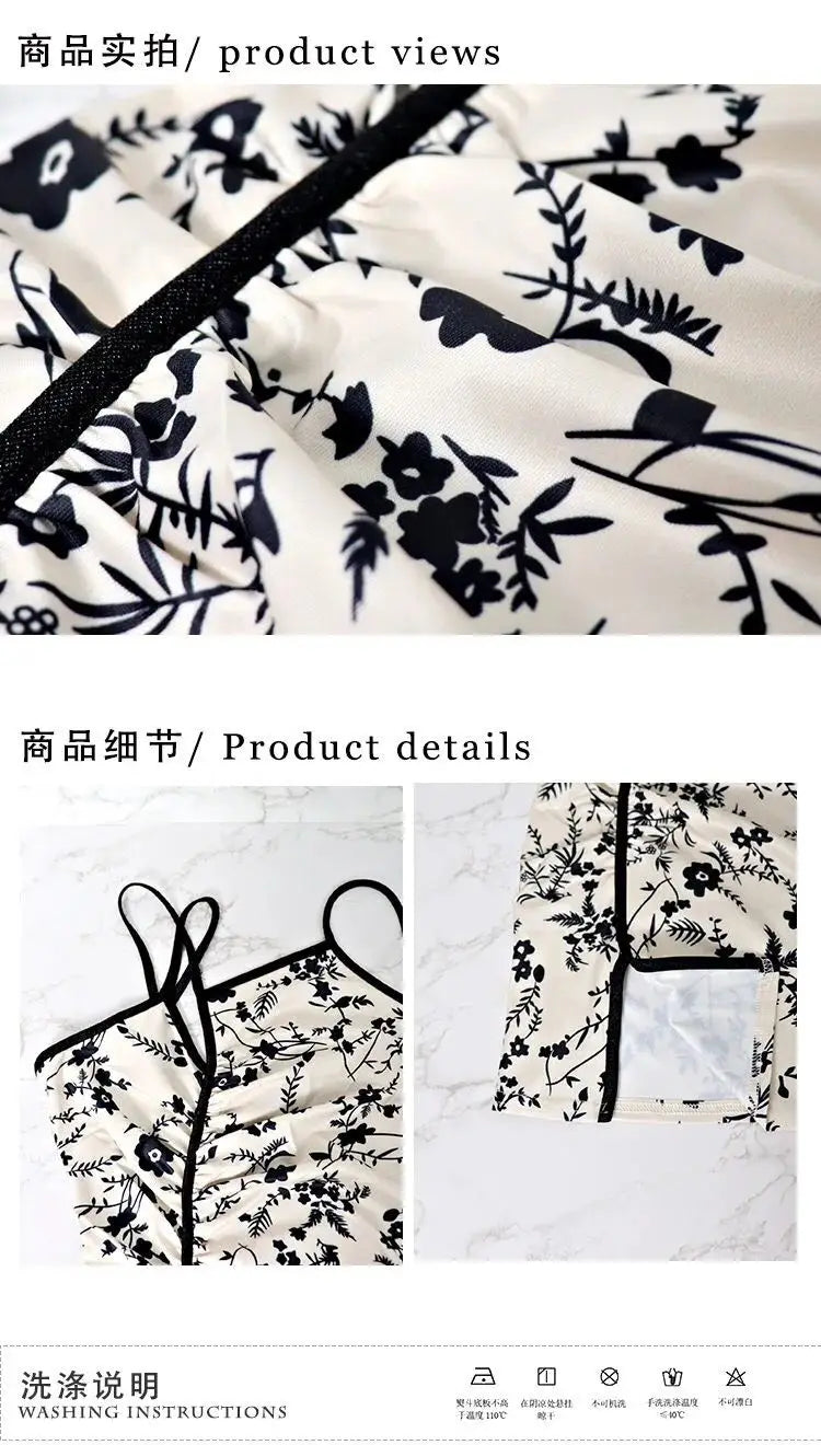 2024 summer slit slimming improved chinese style sexy fold design cheongsam floral printed halter sleeveless qipao dress w715