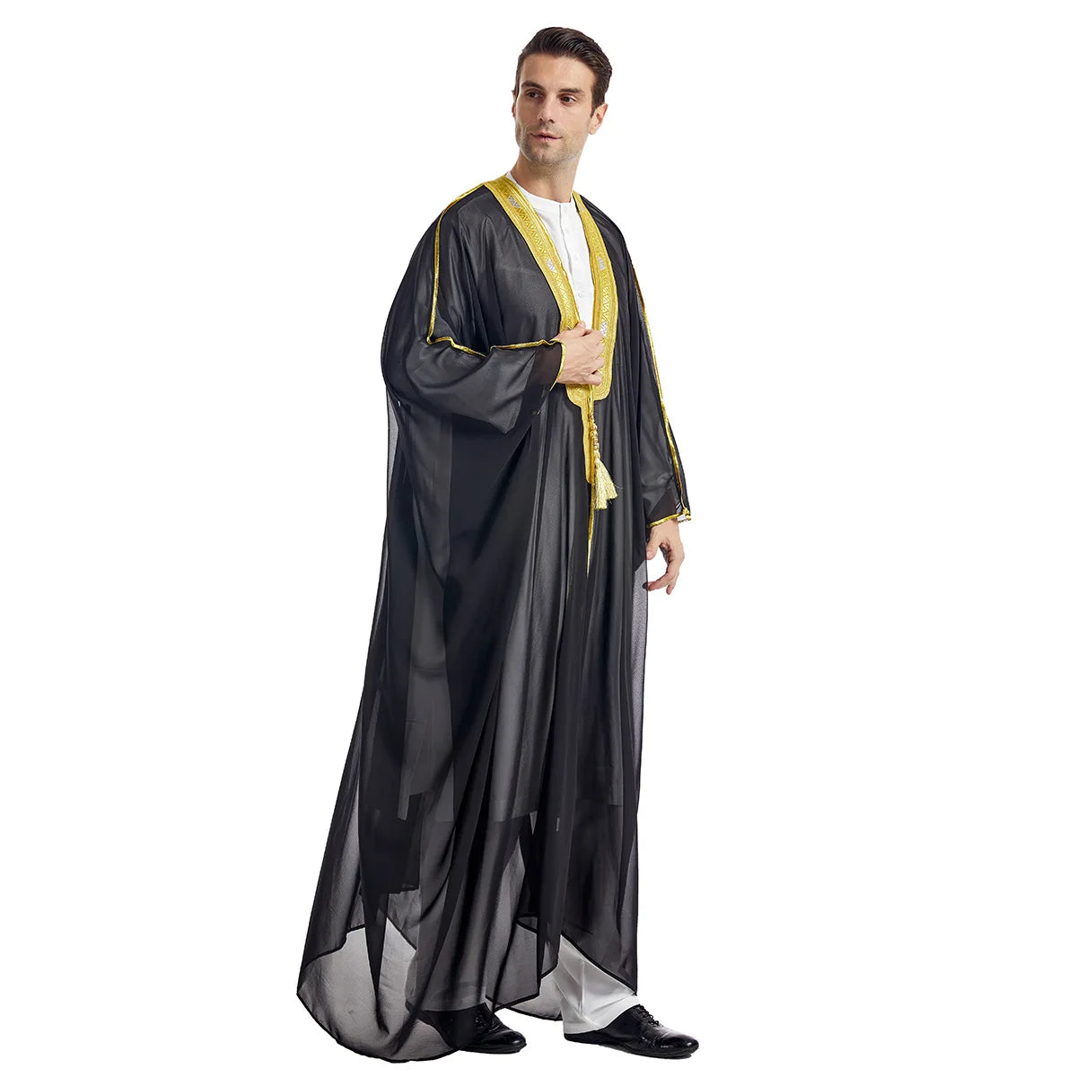 Eid Muslim Men Jubba Thobe Mens Cardigan Abaya Long Dress Islamic Ramadan Kimono Long Robe Saudi Arabic Musulman Caftan Dubai