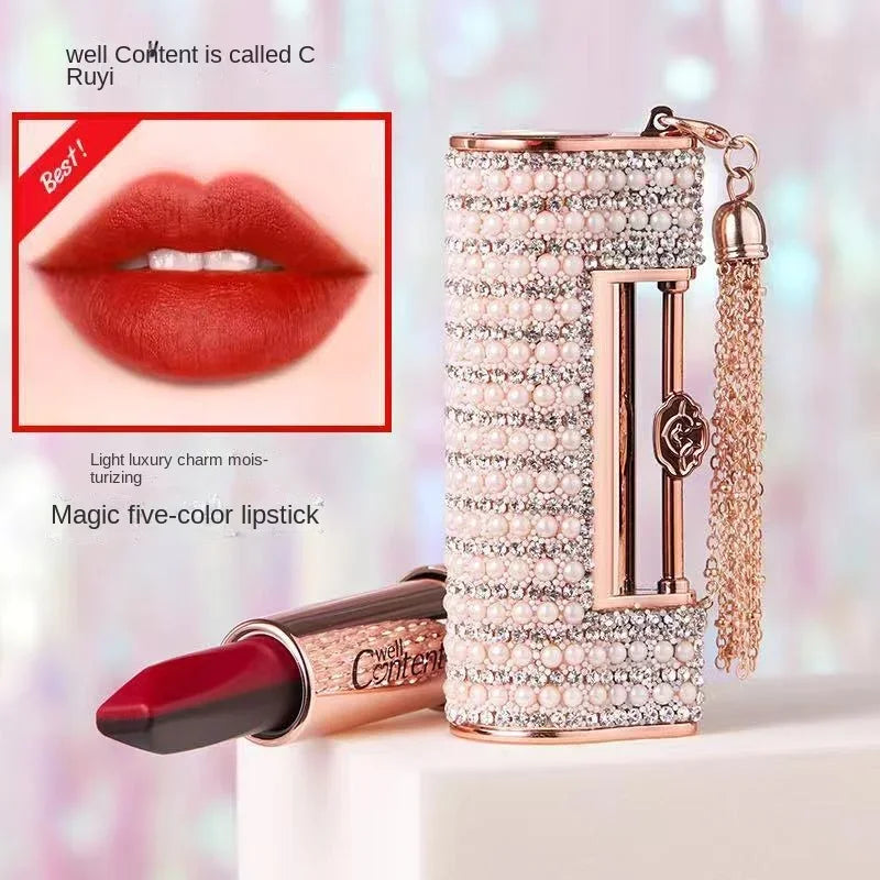 5 in 1 Locks Matte Lipstick Lasting Pigmented Waterproof Makeup Silky Touch Charming Woman Beauty Cosmetic - Seprincess