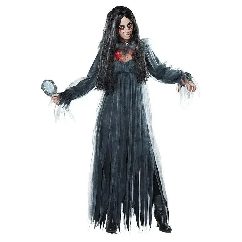 Halloween Costume Ghost Bride Witch High Quality Vampire Game Soft Cosplay Horror Demon Costume Black Gauze Dress - Seprincess