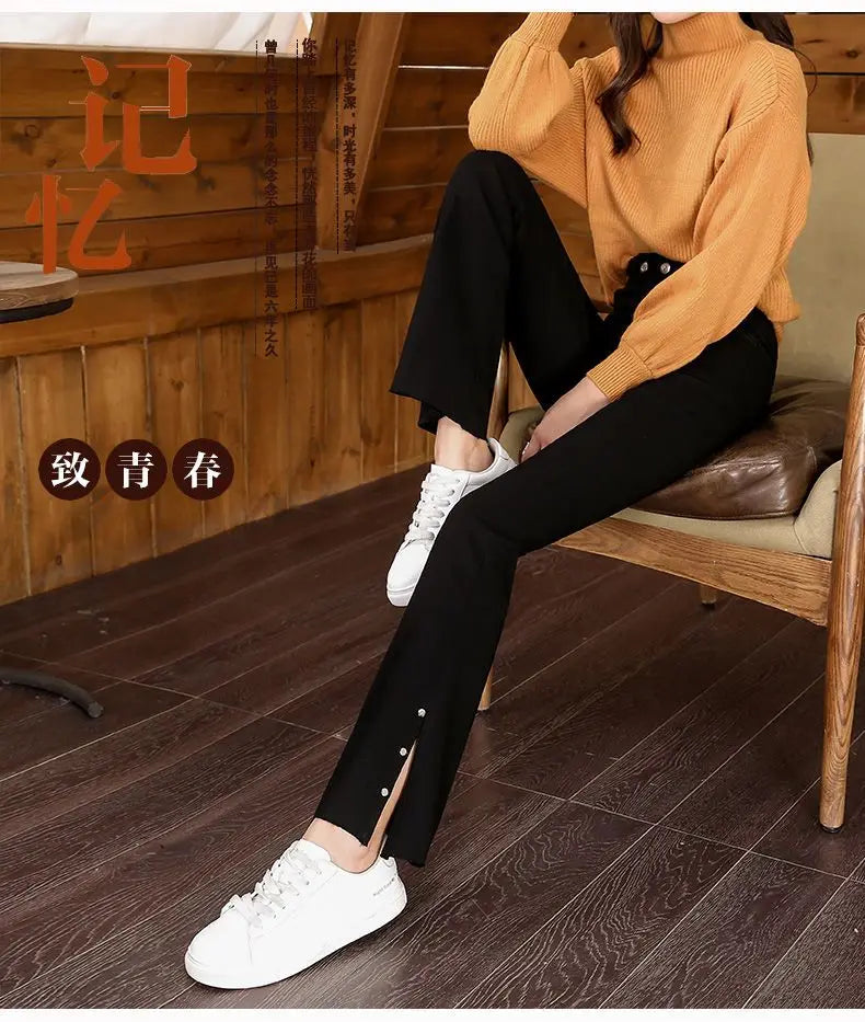 Split Flared Pants for Women High Waisted and Slim with a Base and Wide Legs Spring New Micro Flared Minimalist Casual Pants