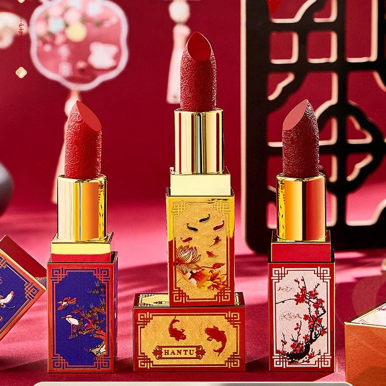 Chinese Style Carved Lipstick Set Forbidden City Christmas Gift Box Moisturizing Show Whiteness New Year Makeup Cosmetic - Seprincess