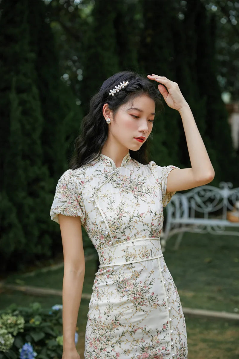 2023 Summer Improved Cheongsam Chinese Traditional Dress Embroidery Retro Oriental Party Floral Qipao Evening Dress  for Women - Seprincess