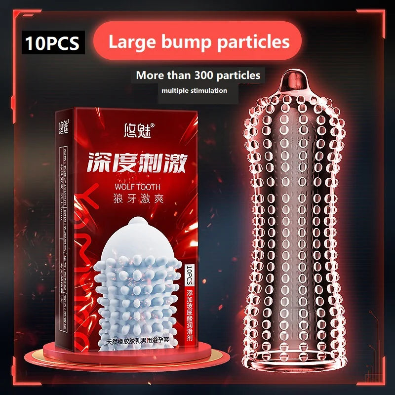 10PCS 3D Large Particles Condoms for Men Penis Sleeves Granular Stimulation Women G Spot Sex Toy Safe Contracepation Sex Product - Seprincess