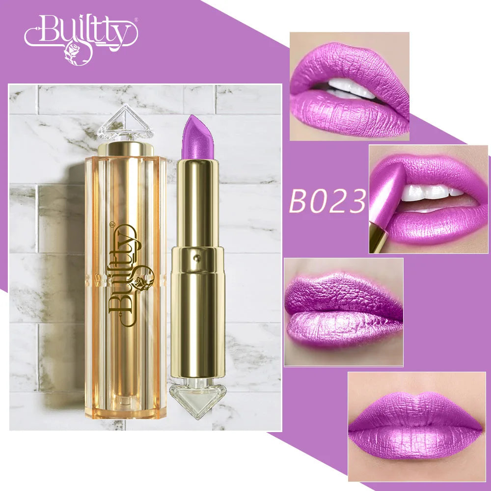 BUILTTY Korean Glitter Pearl Dropshiping Lipstick Matte Nude Color Long Lasting Waterproof Wholesale Price Red Pink Purple - Seprincess