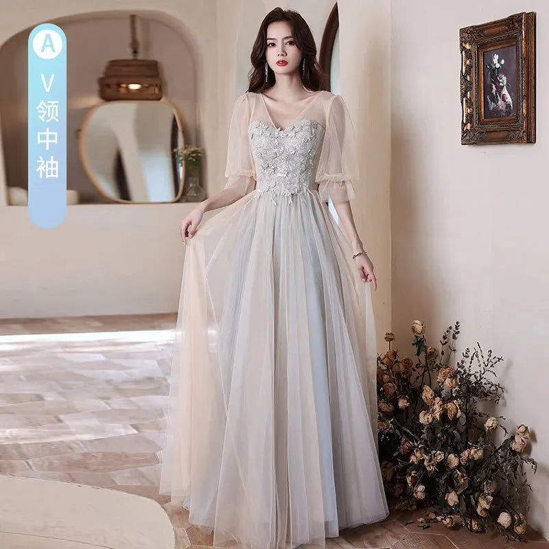 2024 Summer Light Gauze Bridesmaid Dress Women Sexy Wedding Party Gown Elegant Novelty Cheongsam Temperament Gentle Qipao - Seprincess