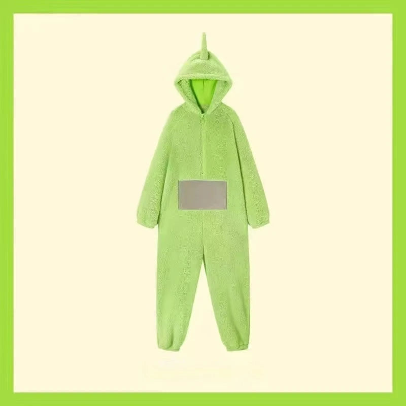 Teletubbies Cartoon Long Sleeves Piece Pajamas Costume For Women And Men In Winter Lala Home Clothes Cosplay Unisex Party Wear - Seprincess