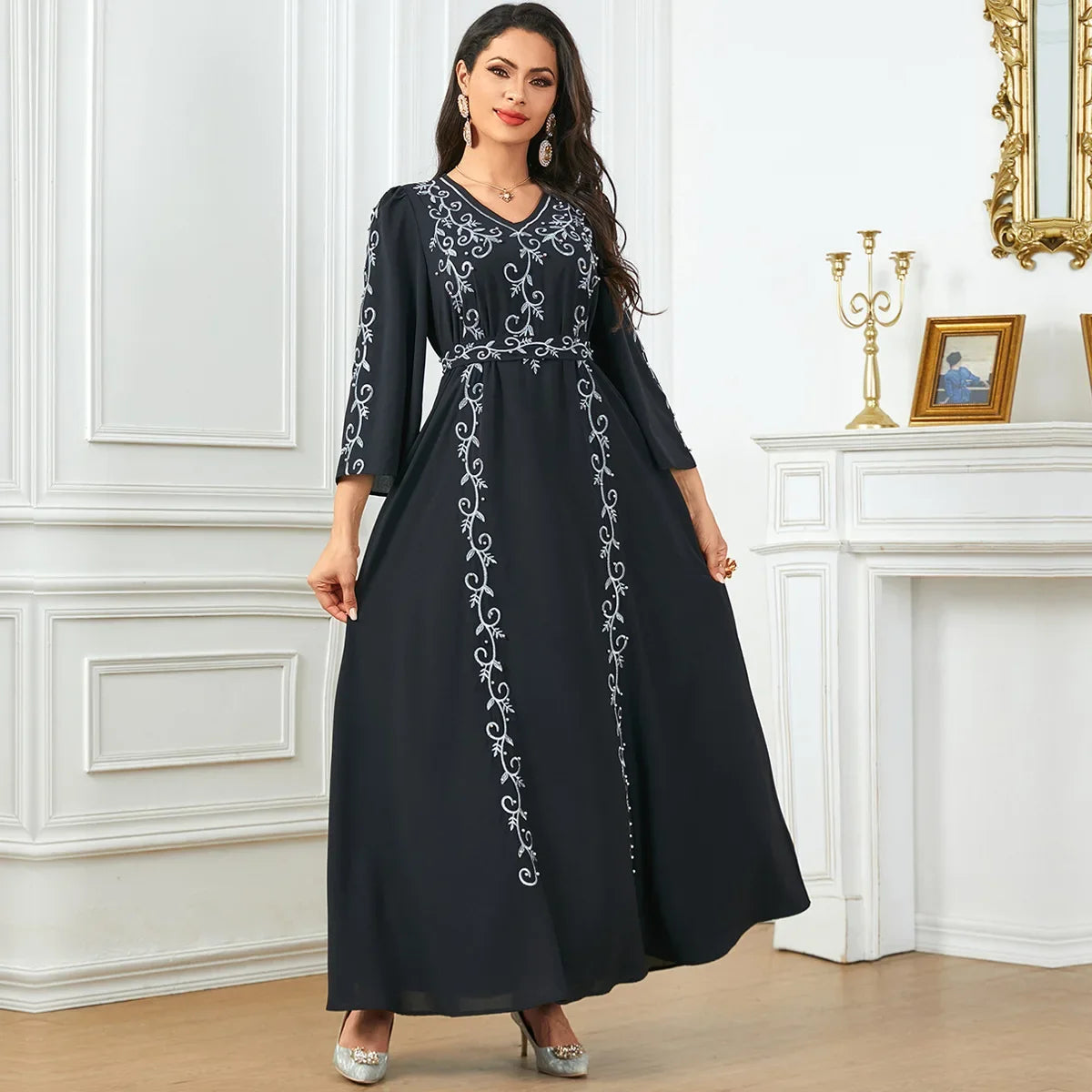 Eid Mubarak Party Muslim Women Embroidery Abayas Dress Turkey Dubai Kaftan Robe Morocco Jalabiya Islam Clothing Arab Vestidos - Seprincess