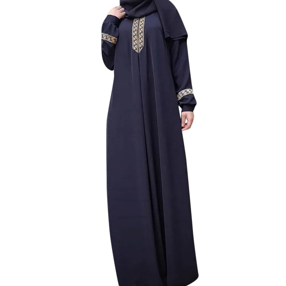 Casual Long Sleeved Ramadan Prayer Outfit Women's Oversized Loose Printed Muslim Long Dresses Islamic Dubai Turkish Modest Abaya - Seprincess