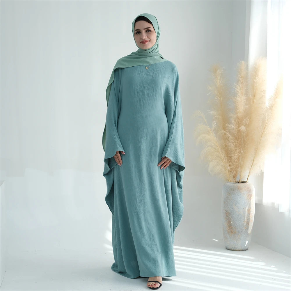 Ramadan Eid Crepe Batwing Butterfly Modest Abaya Dubai Luxury 2024 Muslim Jersey Hijabs Kaftan Dress For Women Kebaya Vestidos