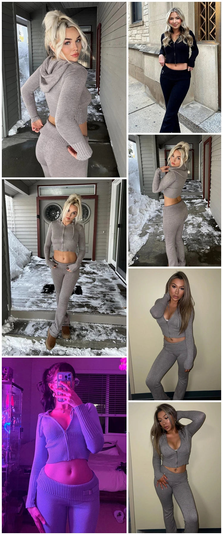 Tossy Knit Fashion 2 Piece-Set Trousers Hoodie Tracksuit Women Crop top Knitwear And Women's Pants Sets Female Trousers Outfits - Seprincess