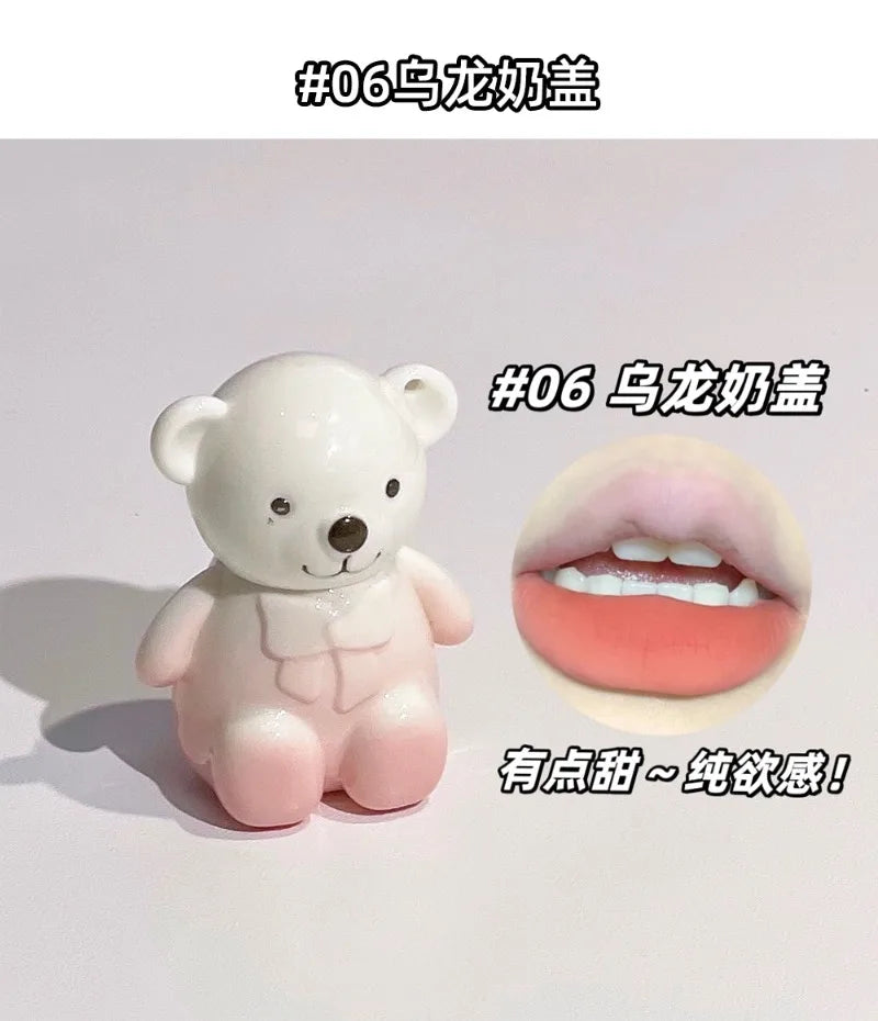 Bear Family Matte Lipstick Set High Quality Cute Makeup Waterproof Cosmetics Gift Beauty Ornaments Necklace - Seprincess