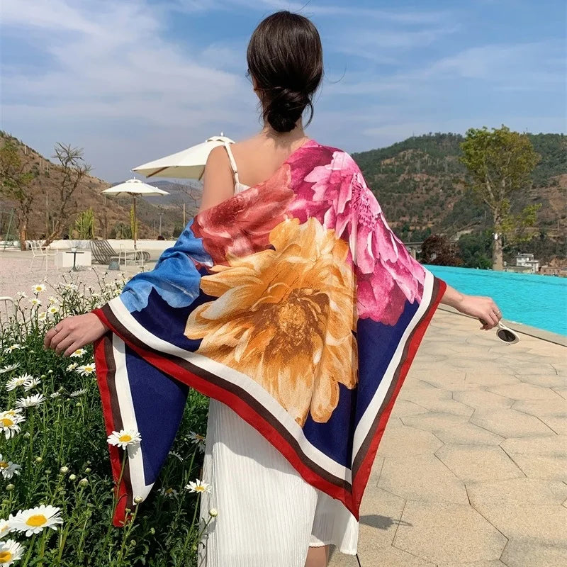 HOT 130x130cm large Velvet Texture Squar Travel Scarf Beach Dress Bikini Sarong Wrap Women Brazilian Swimsuit Bathing Cover-ups - Seprincess