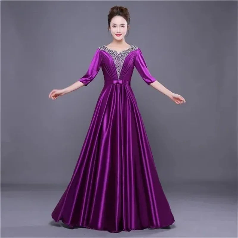 Elegant Elegant Choir Performance Dress Female Long High School Student Modern Fashion New Host Dress Female Evening Dress Femal - Seprincess